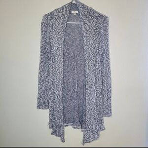 Charming Charlie Open Cardigan Women's Medium Blue Mid Length Shark Bite Hemline